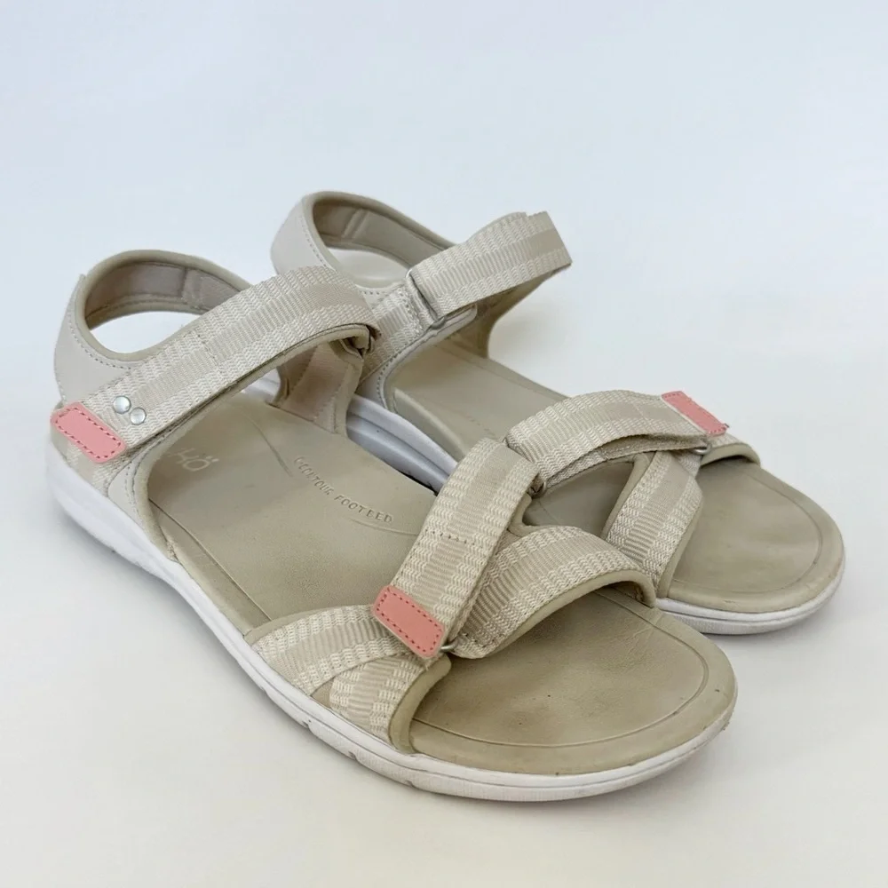 Ryka Womens Savannah 2 Beige Open Toe Ankle Strap Strappy Sandals Shoes Size 7.5